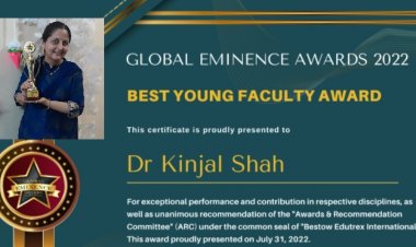 Lala Lajpat Rai management institute Mumbai faculty DR KINJAL SHAH    won an internationally acclaimed Global Eminence Award 2022